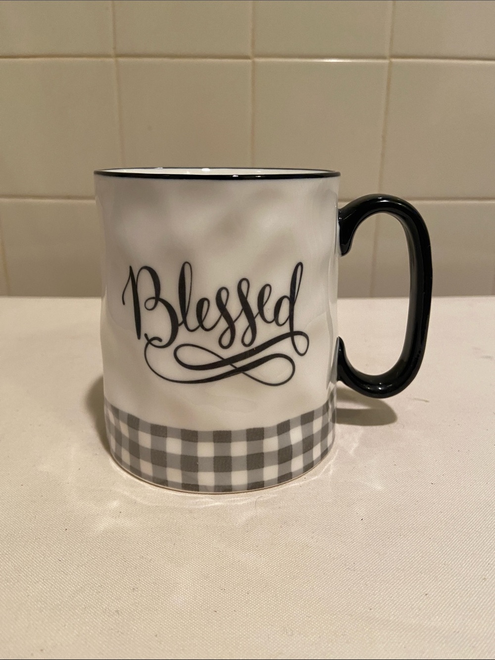 🌺 Ten Strawberry Street Blessed Ceramic Coffee Mug - Black and White